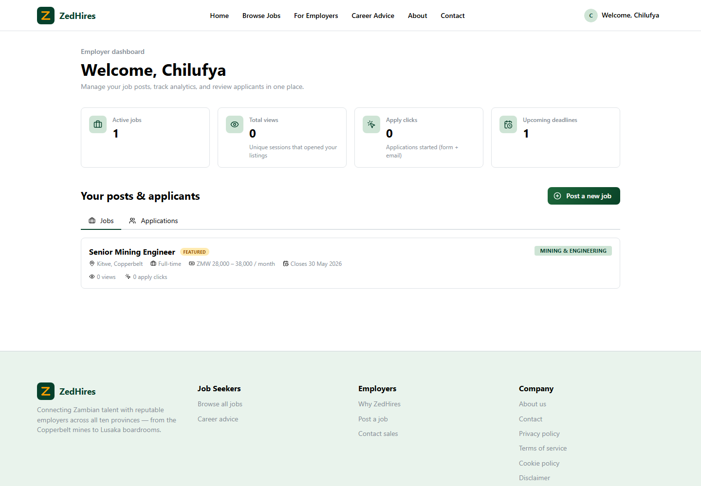 Tracking views and apply clicks in your dashboard